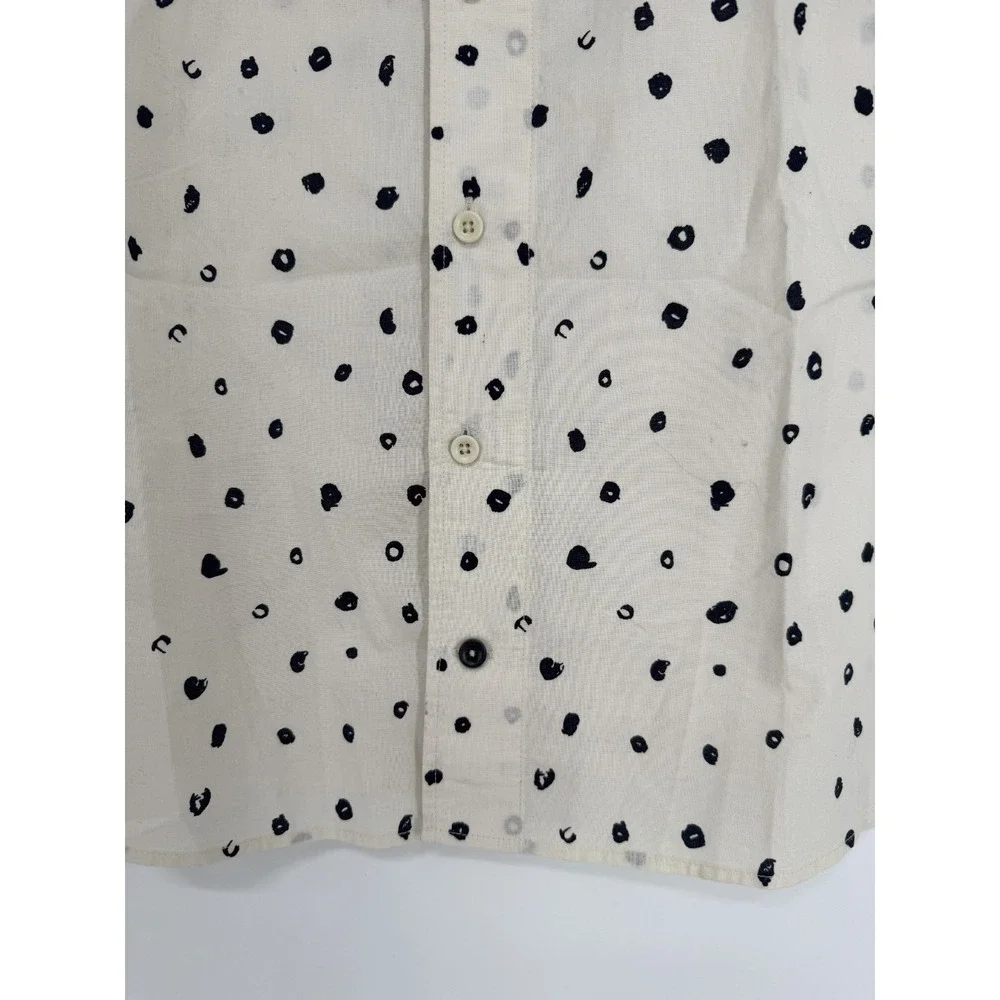 Taylor Stitch Hawthorne Shirt Cream Brush Polka Dot Short Sleeve Button Up 42